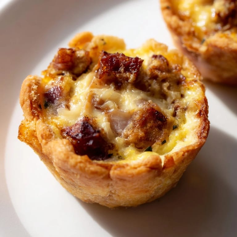 Savoureuses mini quiches Lorraine, idéales pour un brunch ou un apéritif délicieux.  