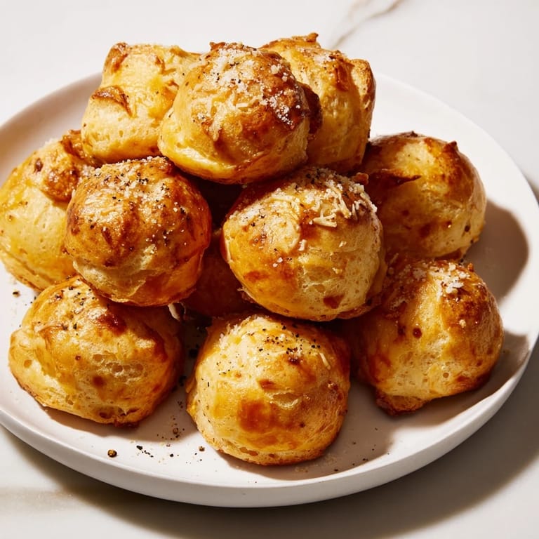 Délicieuses gougères au fromage, dorées et croustillantes, parfaites à partager à l'apéritif.  