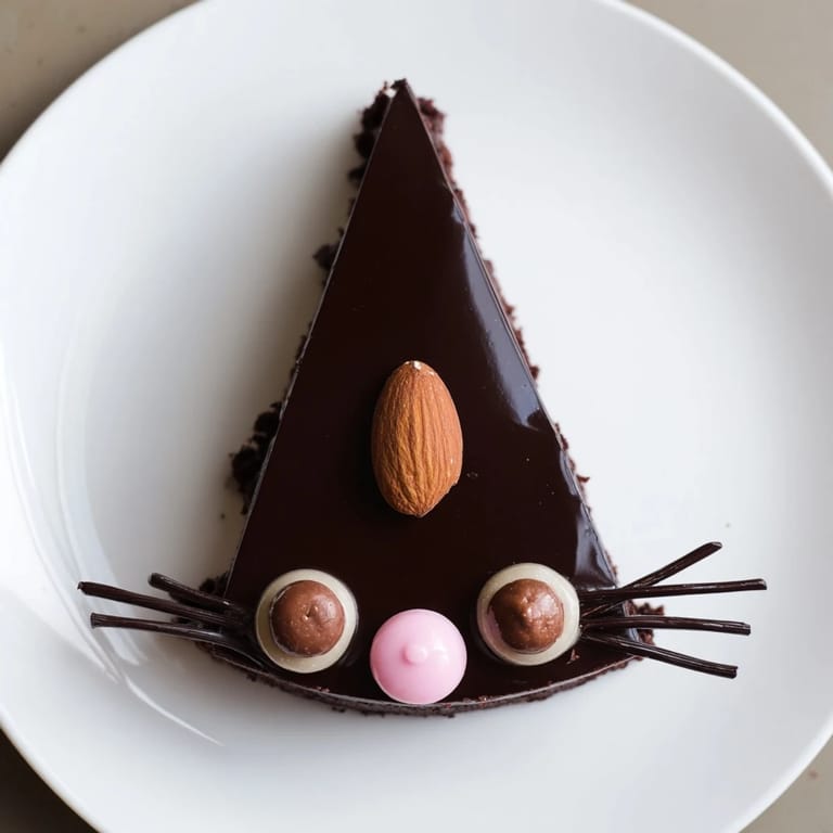 This Gâteau Rat Rigolo au Chocolat Chaotique, a French chocolate cake, is decorated for a kids' party.