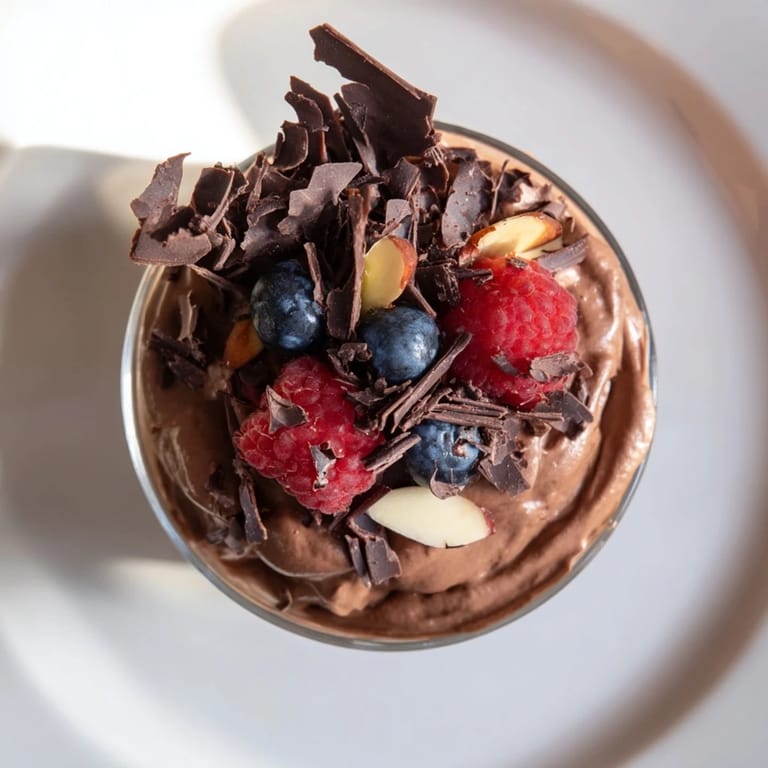 Dark and decadent 5-Minute Chocolate Avocado Mousse, easily made with avocado, a healthy dessert option.