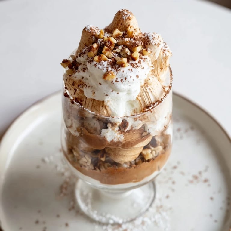 A close-up of a festive 5-Minute Mont-Blanc Verrine, perfect for quick and easy dessert enjoyment.