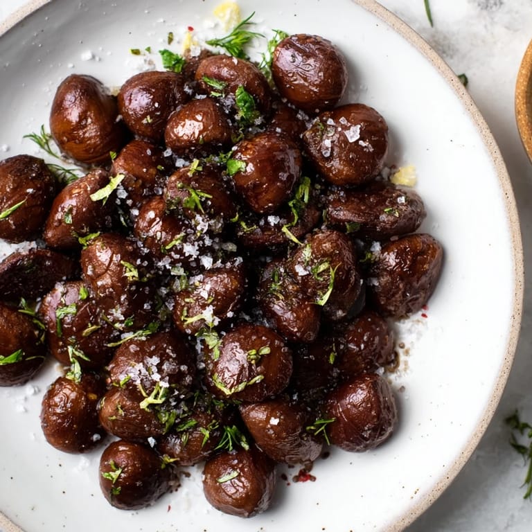 Châtaignes aux herbes rôties, un délicieux amuse-gueule pour vos apéros festifs.