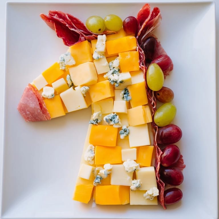 This visually stunning Horse-Shaped Grazing Board of cheeses, meats, and produce is ready to be enjoyed.