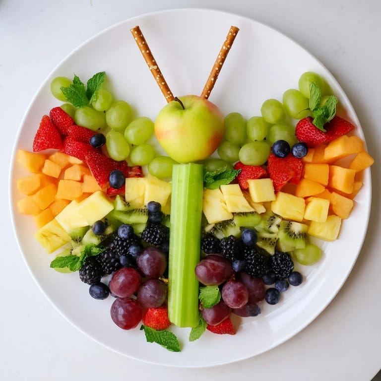 Une superbe Butterfly Fruit Tray, un plateau coloré de fruits frais pour un apéro festif.