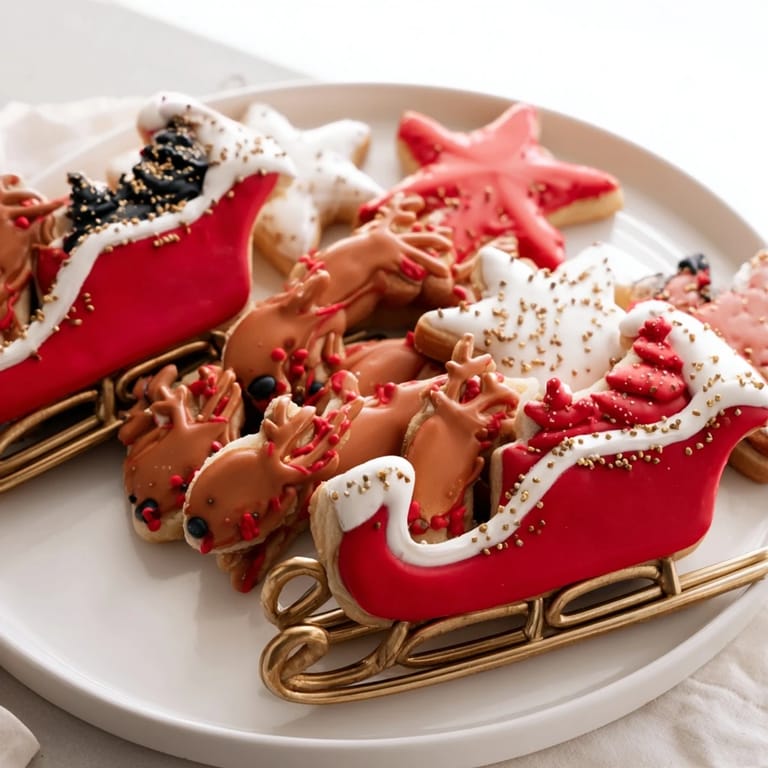 Enjoy a delicious overview of a sweet, elaborate Santa's Sleigh cookie creation, perfect this holiday.