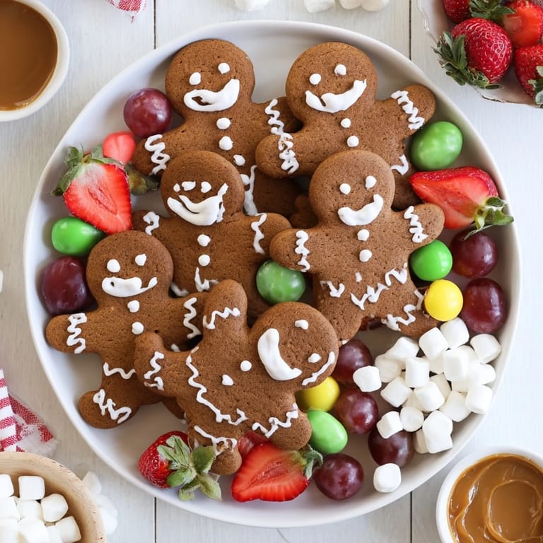 A beautifully arranged Gingerbread Man Cookie Board, perfect for sharing delicious cookies and festive snacks.