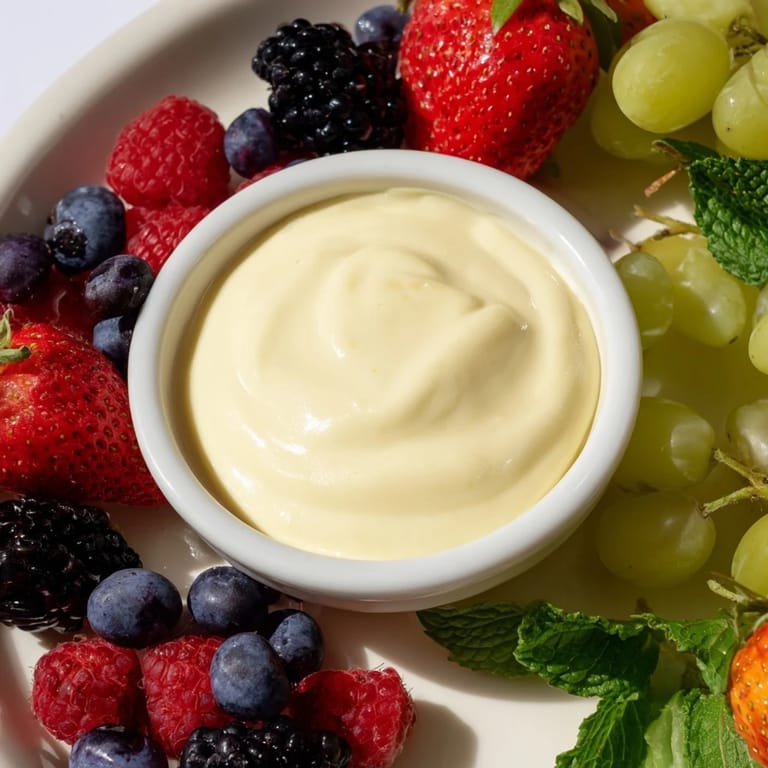Bright photo of Mistletoe Kiss Berry Dip Board: A colorful array of berries surrounding the creamy, zesty dip.