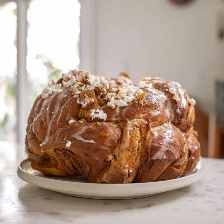 Fluffy cinnamon roll pull-apart wreath, perfect for sharing, with rich cinnamon-sugar filling.