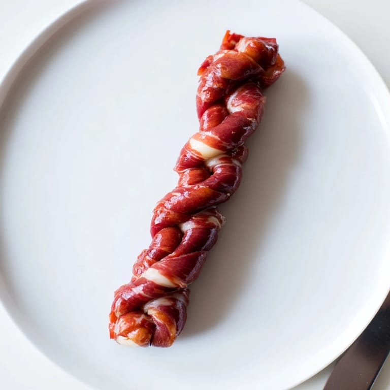 Close-up of The Nautical Knot: a savory, gluten-free braid made with prosciutto and cheese.