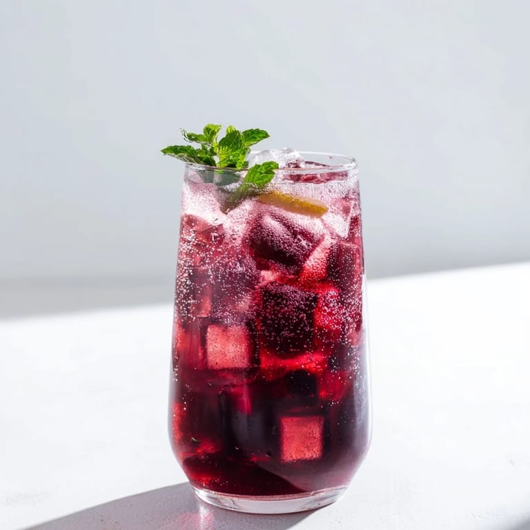 A vibrant Sleepy Girl Cherry Mocktail, a refreshing blend with ice, ready to sip before bed.