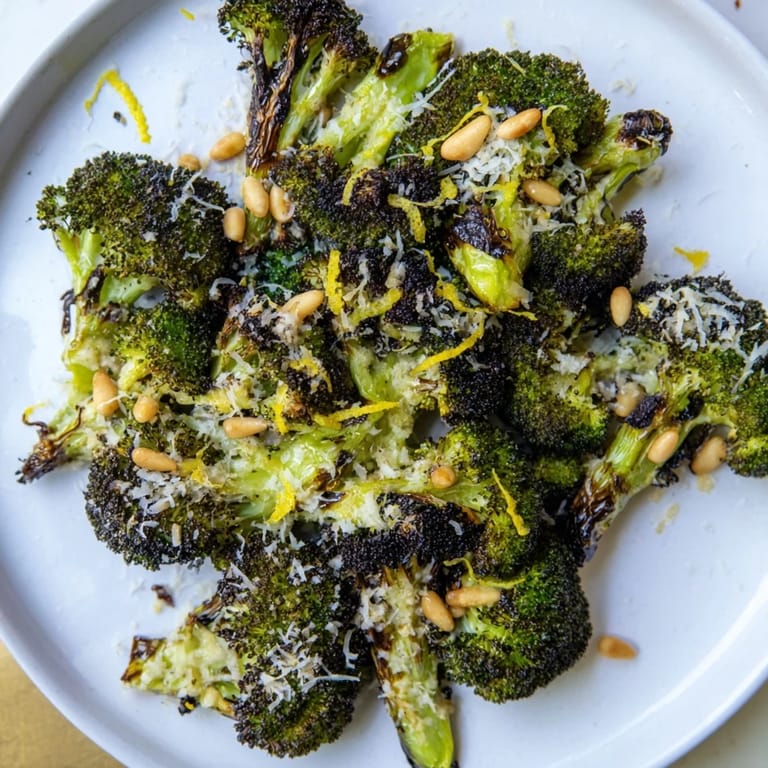 Freshly made Charred Broccoli Salad tossed in a lemon dressing, perfect for a light lunch.