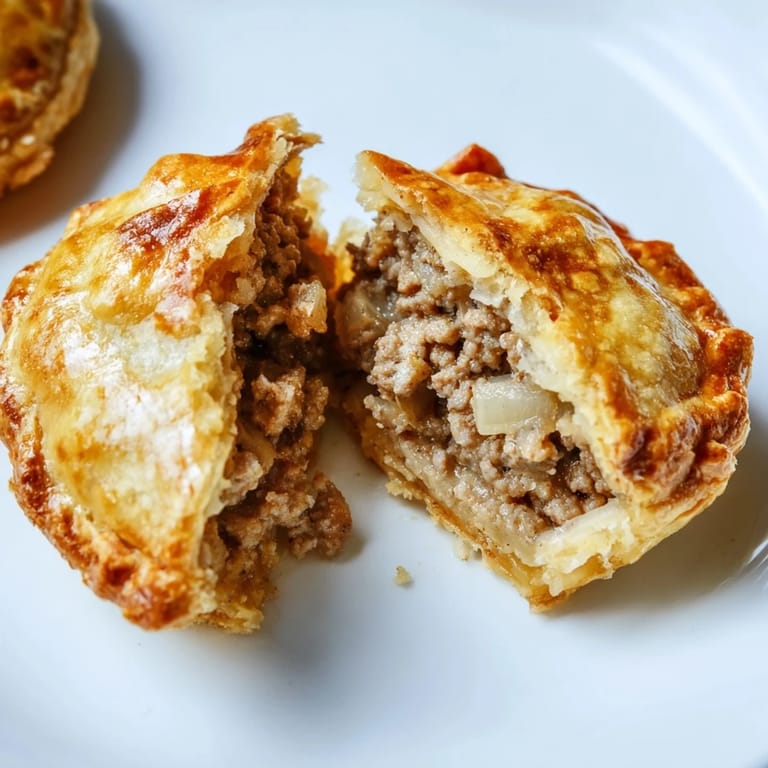 Mini Beef Tourtières served with cranberry chutney and a sprig of parsley for a festive appetizer presentation.