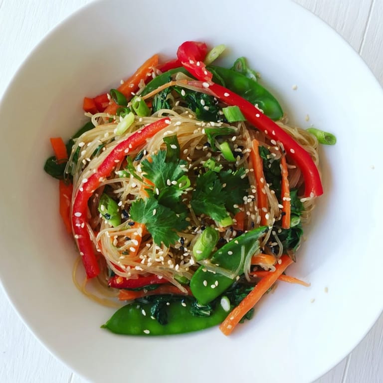 Dîner sain et végan de Kelp Noodle Stir-Fry, présenté avec des quartiers de lime et de la coriandre fraîche.
