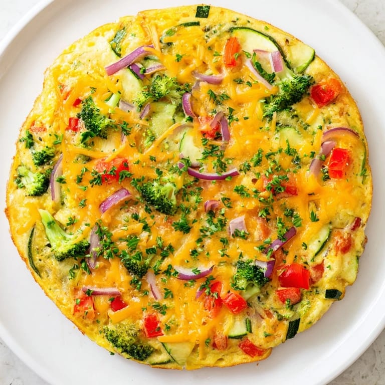 Une tranche de vegetable frittata herbeuse, croustillante à l'extérieur, moelleuse à l'intérieur, servie avec une salade verte.