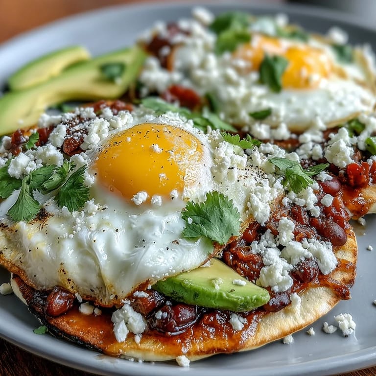 Un déjeuner copieux de style benedict mexicain, avec des tortillas croustillantes et des œufs pochés parfaits.