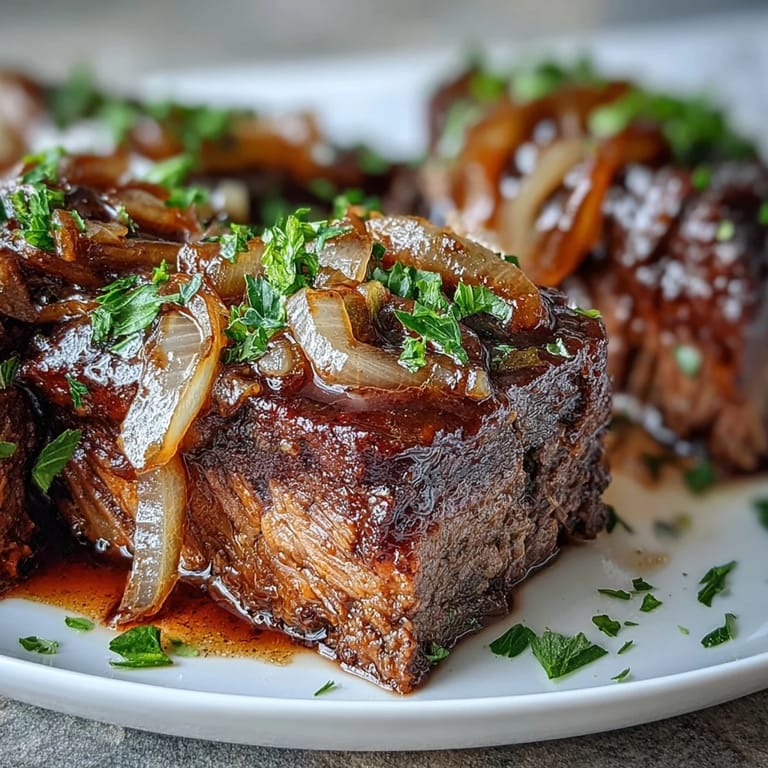 Dégustez ce Savory Crock Pot French Onion Pot Roast moelleux dans la cocotte, avec ses oignons juteux, son jus de vin et son Gruyère gratiné.