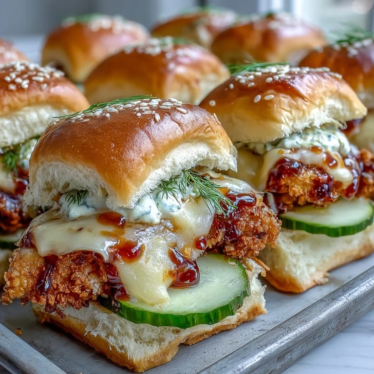 Fresh from the oven, this pull-apart Spicy Honey Butter Chicken Sandwich Bake features golden slider buns, melted cheese, and spicy tender chicken.