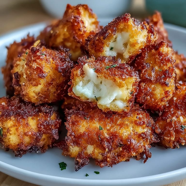 Au four, des morceaux de poulet recouverts de chapelure et de fromage Asiago forment une couche dorée et croustillante.