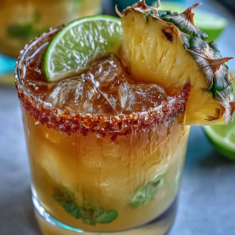 Vibrant pineapple margarita mocktail with salted rim and fresh fruit garnish, ready for festive parties.