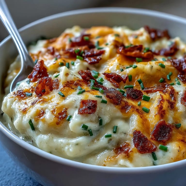 Creamy Baked Potato Soup simmering in a pot, a warm and velvety choice for cozy American dinners.