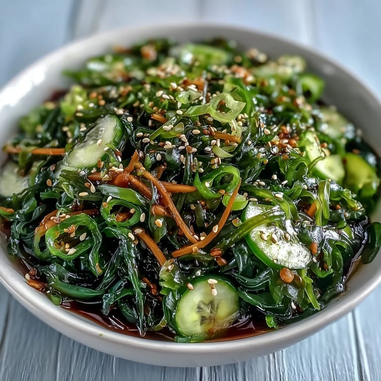 Bol de salade d'algues au ponzu aux couleurs vives, parfaite pour un repas léger et végan