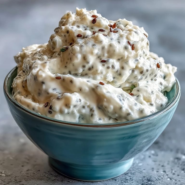 Pudding onctueux au yaourt grec, graines de chia et vanille, parsemé de granola croquant et de miel.