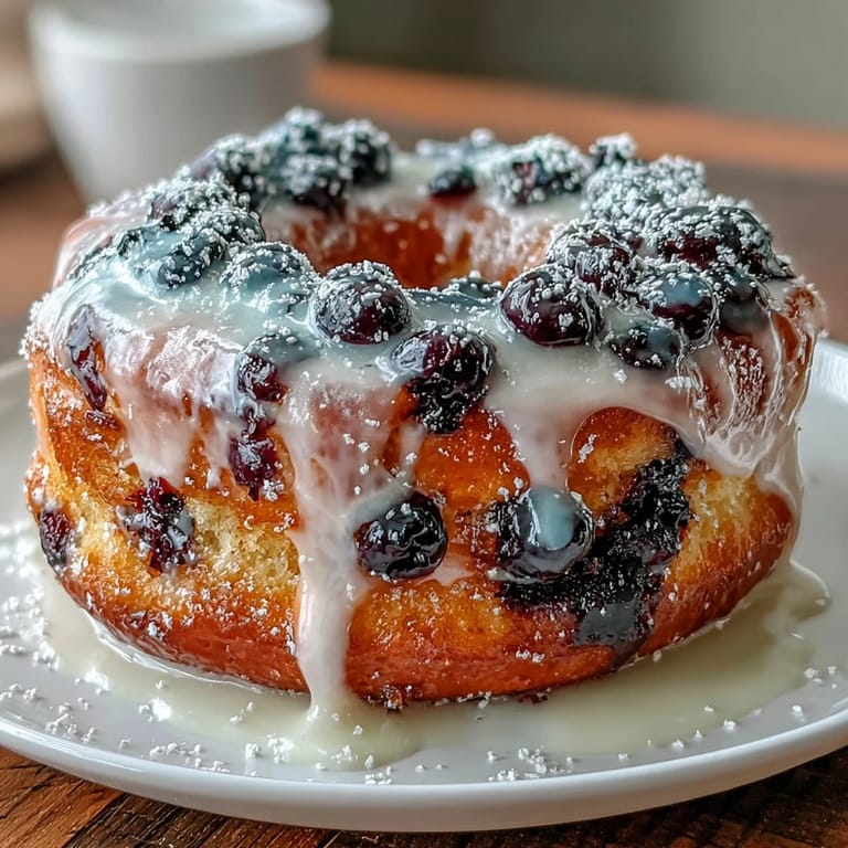 Délicieux donuts au levain aux myrtilles et citron, dorés et aérés, garnis de myrtilles juteuses et recouverts d'un glaçage au citron brillant. Une gourmandise printanière irrésistible.
