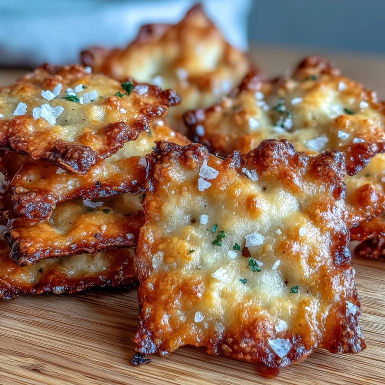 Petits carrés de craquelins maison, parsemés d'ail et parmesan, parfaits pour l'apéro ou les plateaux de charcuterie.  