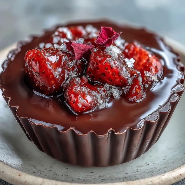 Luxueuses coupes de chocolat aux fraises et pistaches, parfumées à l'eau de rose et au zeste d'orange.