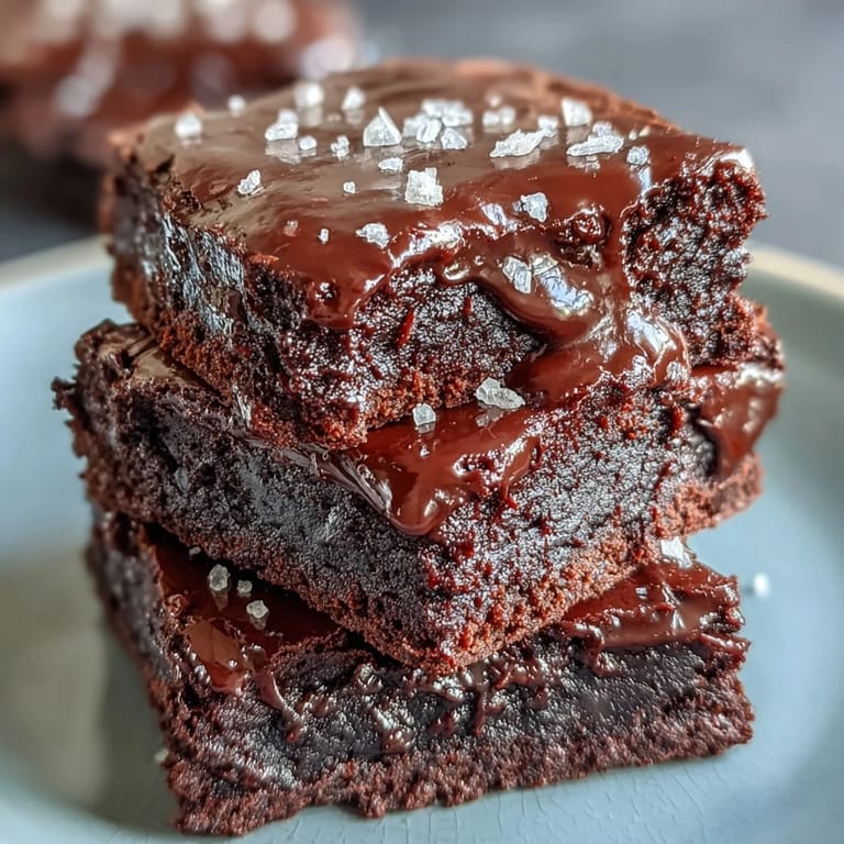 Carrés de brownie riches et moelleux, rehaussés de sel de mer croquant et d'une pointe de levain.
