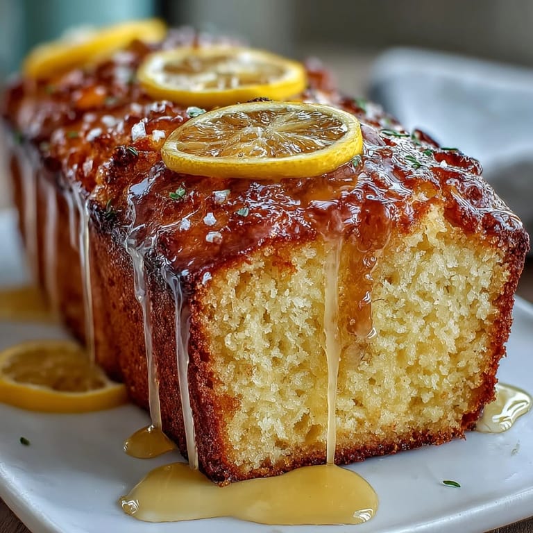 Délicieux gâteau au citron en forme de pain, avec un glaçage brillant et une texture légère et moelleuse.