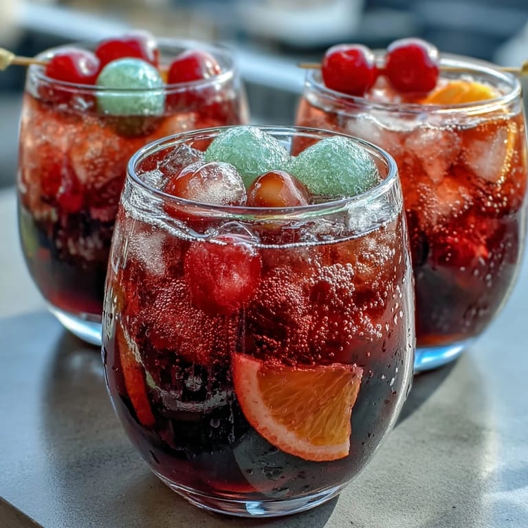 Punch festif et rafraîchissant avec du sherbet aux fruits et du soda citron-lime, garni de tranches d'agrumes et de cerises.