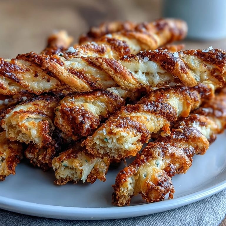 Bâtonnets de fromage dorés et épicés au cheddar, parmesan et cayenne, idéaux pour accompagner un apéritif.