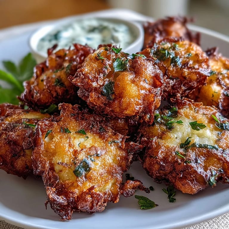 Fleurs de pissenlit dorées à point, croustillantes et légères, servies avec une sauce crémeuse aux herbes pour une bouchée savoureuse.