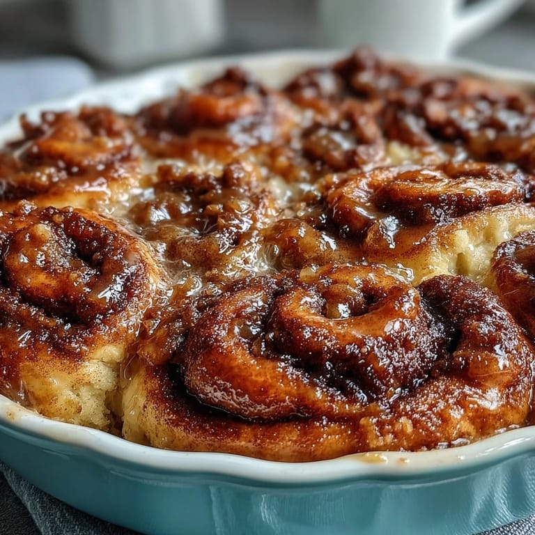 Délicieux cobbler aux roulés à la cannelle et à la citrouille, coulé et doré.