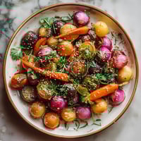 Une assiette de légumes verts et carottes.