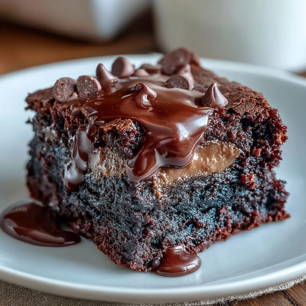 1. Fudgy brownies aux tasses de beurre de cacahuète, cuits au four dans un moule, parfaits pour un dessert gourmand.