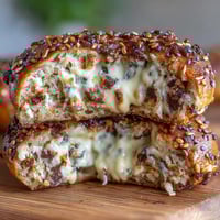 Bagels protéinés à la grecque et assaisonnement tout garni, dorés et moelleux, prêts à être garnis de fromage à la crème ou d'avocat.