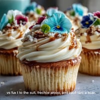 Cupcakes à la vanille délicatement décorés de fleurs comestibles colorées et de crème au beurre légère—une gourmandise printanière parfaite pour toutes les occasions.