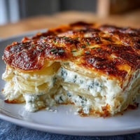 Gratin dauphinois léger et crémeux aux pommes de terre dorées.